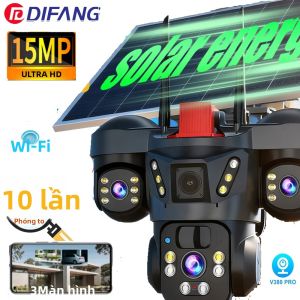 Camera Giám Sát An Ninh Ngoài Trời V380 Pro WiFi Năng Lượng Mặt Trời Zoom Kỹ Thuật Số 10X Hỗ Trợ Thẻ SIM 4G Màn Hình Ba Chiều Không Dây