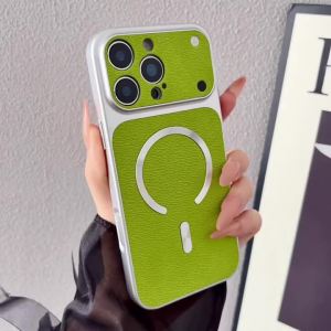 Luxury Official PU Leather Magnetic Phone Case For iPhone 15 14 11 12 13 16 17 Pro Max Plus For Magsafe Shockproof Matte Cover