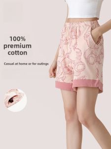 Miiow | Antibacterial Pure Cotton Thin Short Pants Women Summer Home Clothes Cartoon Pattern Youth Casual Loose Fit Briefs Trousers