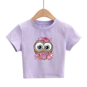T-SHIRT CROP ANAK PEREMPUAN USIA 1-11 TAHUN KUALITAS PREMIUM OWL