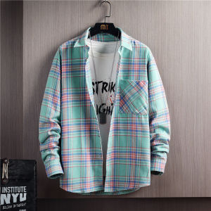 American Plaid Shirt Summer New Style Youth Fashion Loose Outerwear Long Sleeve Cotton Casual Shirt for Teens