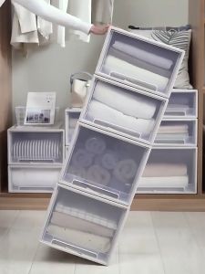 45L Stackable Storage Box Multipurpose Plastic Wardrobe Drawer Rack Kotak storan Large capacity waterproof storage box organizer 收纳盒