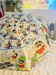 Mũi Tên Tự Động Trong Suốt Chống Nắng Cho Phụ Nữ Hoạt Hình Màu Xanh Lá Cây Chống Tia UV Chống Mưa Chống Nắng