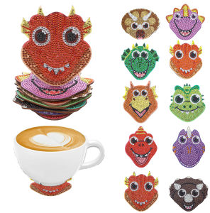 10 DIY diamond art painted coasters with irregular animal patterns no coasters anti-slip wooden coasters kitchen living room