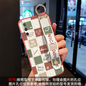 Vivo X30 pro X27 X23 X21 Soft Silicone Phone Case with Wristband Trendy Anti-Fall Full Cover Protective Shell Couple Womens Crossbody Neck Rope Strap