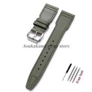 20mm 21mm 22mm Nylon Canvas Cowhide Leather Watch Strap for IWC Pilot Portugieser Portofino Watchband Bracelet Watch Accessories