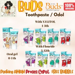 Buds Toothpaste 50ml usia (0-1 & 1-3Y & 3-12Y) blackcurrant apple strawberry pappermint