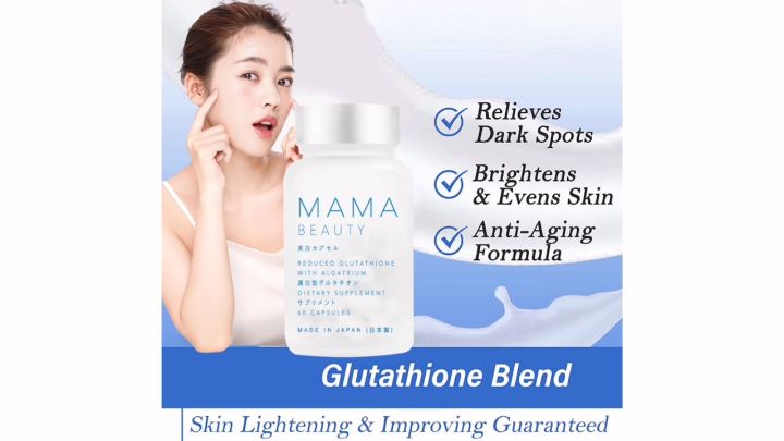 Mama Beauty Reduced Glutathione with Algatrium Anti-wrinkle Anti-aging Glutathione Capsules with Collagen Whitening Capsule Sunblock Skin Glowing 60Pills