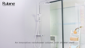 [Climate Voucher] Rubine Deckos Round Rainshower Column With Mixer Shelf | RSC-DECKOS-U2-BK | RSC-DECKOS-U2-CH