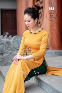 áo dài tây thi vàng xinh kèm quần