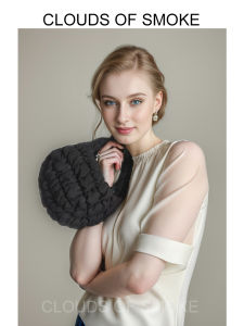 Black Cloud Handbag Small Size Womens Clutch Folded Design Korean Style Polyester Fiber Casual Purse Handbag