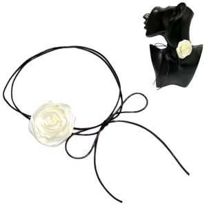 Roselyn Rose Wrap Leather Choker Necklace PU Kalung Bunga Mawar Lilit Rose Tali Rope Handmade Fashion