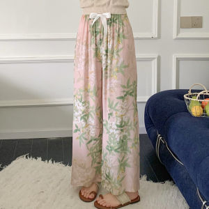 Summer Pure Color Cotton Silk Pajama Pants Thin Loose Pants New Arrival Elastic Waist Leisure Pajamas Pants Womens Outwear Walking Pants