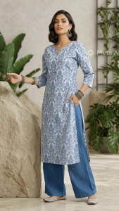 DEBAYU Nayo Cotton Straight Kurti Ethnic Prints Size S to 2XL Kurta Top only Malaysia