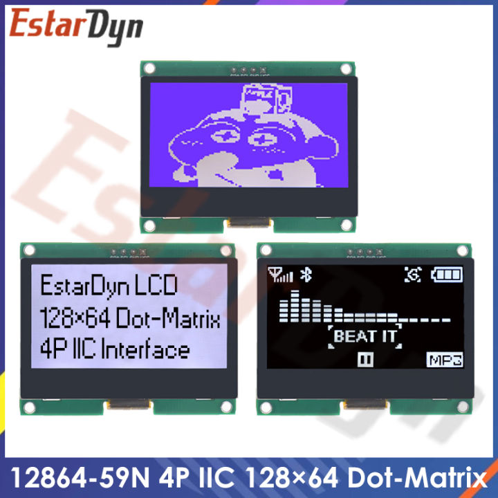 12864 IIC โมดูล LCD 4P 128X64 I2C ST7567S แผงแสดงผลกราฟิกหน้าจอ LCM แผง ...