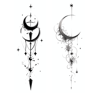 สติกเกอร์รอยสักชั่วคราวกันน้ํา Moon Spine Back ใช้งานได้ 1-2 สัปดาห์ รอยสักปลอมกึ่งถาวรที่สมจริง