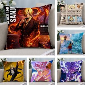 Bandai | One Piece Yamato Wano Arc Anime Plush Pillow Cover Soft Short Plush Cushion Cover For Sofa Bedroom Home Decor Gift Decoration