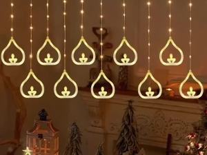 Diwali Light Lamp LED Outdoor Curtain Lamp Fairy String Light Deepavali Lamp Curtain Diwali Birthday Gift Decor Garland
