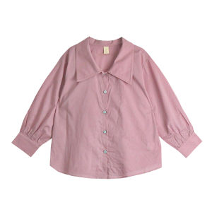 Cai Dad Cotton Plaid Long Sleeve Shirt Girls Spring Autumn Fashionable Polka Dot Turn-down Collar Childrens Clothing