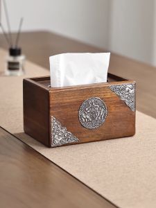 Hand-carved Solid Wood Tissue Box Cover Car Tissue Box Home Hotel Desktop Storage Tissue Box