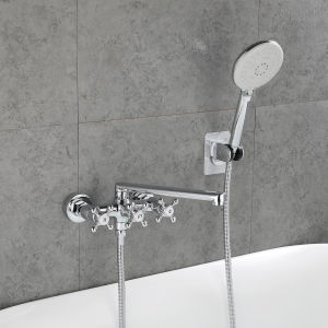 AZOS | Retro European Style Copper Hot & Cold Water Faucet Mixer Wall-mounted Dual Control Shower Set