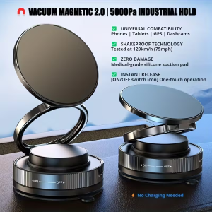 Upgraded Magnetic Phone Holder: 96LBS ultra suction for car/gym/mirror. 360° rotation. For iPhone & Android