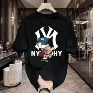Summer New Korean Loose Large Size Printed Womens Pure Cotton Short-sleeved T-shirt Fashionable High-end Breathable T-shirt