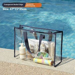 FOCANO Transparent Beach Bag Swimming Large Capacity Foldable Storage Shoulder Bag Waterproof PVC Bag