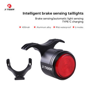 X-TIGER Bike Rear Light High Brightness Smart Brake Sensing Light IPX6 Waterproof LED Charging Taillight MTB Bike Accessories