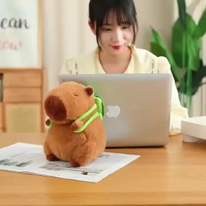 1PC Capybara Plush With Turtle Backpack Simulation Capibara Anime Fluffty Doll Cute Stuffed Animals Doll Xmas Gift Kid Toys