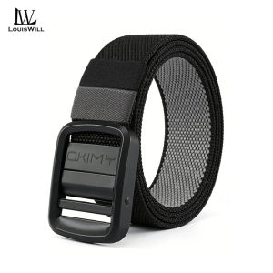 LouisWill Men Sports Belt Outdoor Nylon Belt Adjustable Belt Rotating Buckle Nylon Waistband Double-Sided Two-Color Belt Youth Sports Canvas Pant Belt Simple Nice Waistband