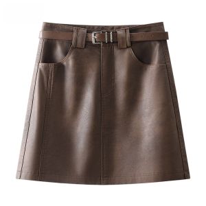 Caramel Short A-Line Skirt Women Summer High Waist Slimming Shortie Skirt Bodycon Mini Skirt Half-length Summer Fashion