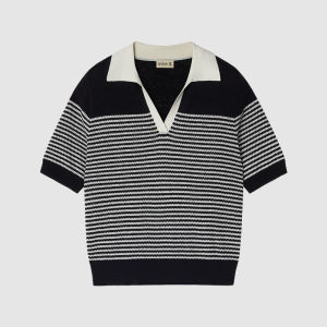 ICICLE Summer 2025 Womens Knitted Sweater Neckline Short Sleeve Linen Silk Blend Easy Wear Straight Cut Commute Style Striped Pattern