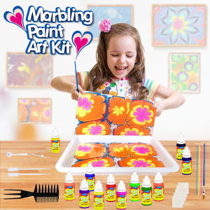 Marble Painting Kit for KidsArts and Crafts Paint On Water SetWater Marbling Paint Kit Ideal Gifts for Girls & Boys Age 4-16