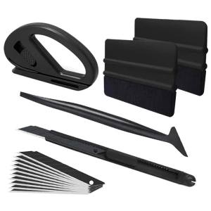 Bộ Dụng Cụ Dán Decal Ô Tô 6 Trong 1 Màu Đen Gồm Dụng Cụ Gạt Dao Cắt Dao Cạo Miếng Vải Nỉ Dùng Cho Phim Cách Nhiệt Phim Phủ.