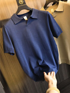 Accessible Luxury Lines! Fried Chicken Delicate Mercerized Knitting! Summer Men Pure Color All-Matching Lapel Fashion Short Sleeve Polo Shirt
