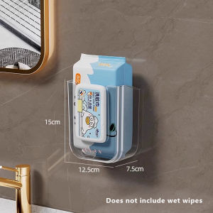 Wall Mounted Dual Compartment Transparent Wipes Case Self Adhesive Heavy Duty Organizer for Kitchen Bathroom Bedroom Wet Wipe Ho