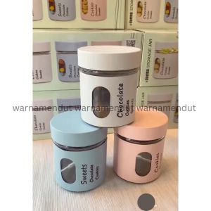 Glass Jar Toples Estetik Tempat Kue Makanan Serbaguna Isi 3pcs Ukuran 350ml WMO IF8324