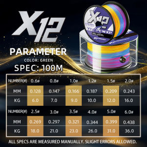 YGKPE X12 Braided Fishing Line 12 Strands Braid Wire 100/150/200M PE Line Ultra Smooth Multifilament Japan Fishing Line