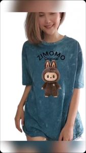 เสื้อยืดคอกลมแฟชั่นเกาหลี LABUBU ลายการ์ตูนน่ารัก สไตล์คลาสสิค สำหรับทุกเพศ