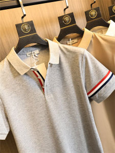 A Little Expensive! High-End Line ~ Breathable Bead Ground! Summer Men Business Leisure Commute Lapel Polo Shirt Short Sleeve T-shirt