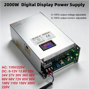 2000W Adjustable Power Supply AC-DC 12V15V 24V 36V 48V60V72V85V90V110V 150V200V220V Industrial Transformer CV CC Digital Display