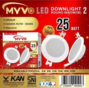 DOWN LIGHT Downlight Inbow 25W BULAT LED PANEL LAMPU LED MYVO Murah