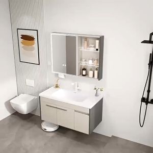 [OKLIFE.]SUS 304 Stainless Steel Waterproof Bathroom Vanity Cabinet Set  Bathroom Vanity Set Mirror Cabinet Set