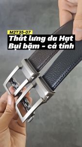 Bản 3.2cm Thắt lưng tự động bản nhỏ M2T35-07 chất da bò hạt mềm mai may biên chắc chắn Anh Tho Leather