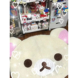 VIKAMA Cute Cartoon Plush Floor Mat Soft Non-Slip Children’s Bedroom Bedside Rug Living Room Area Rug Home Decoration