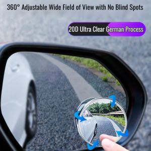 New Car Suction Cup Rearview Auxiliary Mirror 360 Degree Rotation Adjustable Wide Angle Blind Spot Mirror Reversing Small Round Mirror