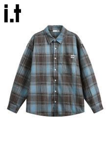 izzue | Retro Check Long-sleeved Shirt Loose Casual Blouse