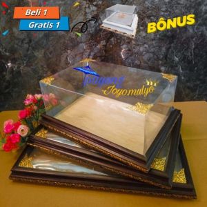 kotak hantaran seserahan pernikahan frame fiber 1 set isi3 lengkap tutup mika hias siku