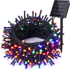 Solar Christmas Lights: Outdoor Waterproof Green Wire with 8 Modes Christmas Tree Lights Garden Lawn Decor